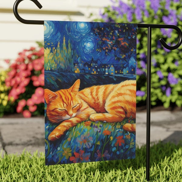 Orange Tabby Cat, Yard Flag, Garden Sign, Yard Sign, Garden Decor, Garden Flag, Cat Gift, Lab Gift, Garden Statues, Orange Cat Garden Statue