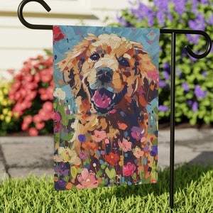 Bandeira de jardim com tema de Golden Retriever: decoração para amantes de cães
