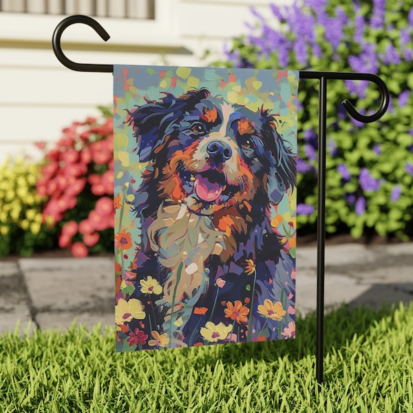 Australian Shepherd Garden Decor, Garden Sign, Welcome Flag, Garden Flag, Cute Dog Gift, Australian Shepherd Lovers, Dog Memorial Statute