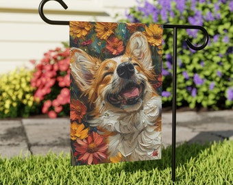 Corgi Garden Decor, Garden Sign, Yard Sign, Welcome Flag, Garden Flag, Cute Dog Gift, Corgi Garden Statue, Dog Memorial Statute