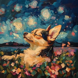 Tan Chihuahua Portrait Canvas | Dog Lover Wall Art | Pet Decor for Chihuahua Owners