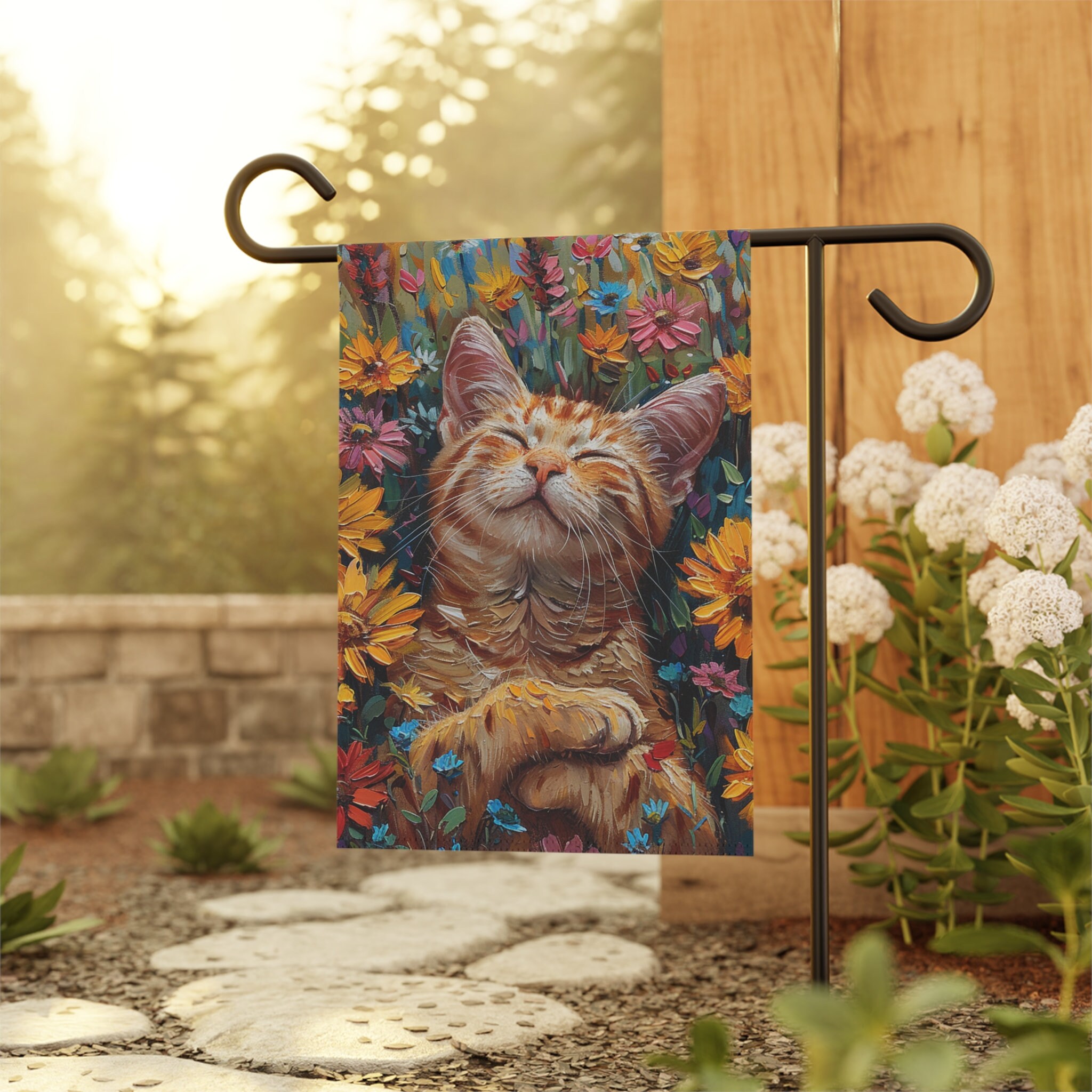 Sleeping Orange Tabby Cat, Yard Flag, Outdoor Decor, Garden Flag, Garden Signs, Cat Lovers, Cat Gifts, Cute Cat Gift