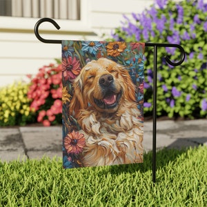 Bandeira de jardim Golden Retriever: decoração à prova de intempéries para cães
