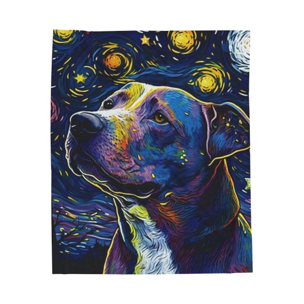 Velveteen Plush Blanket, Cozy Blankets, Pitbull Gifts, Pitbull Blanket, Pitbull Art Decor, Dog Lover Gifts, Dog Blankets, Free US Shipping