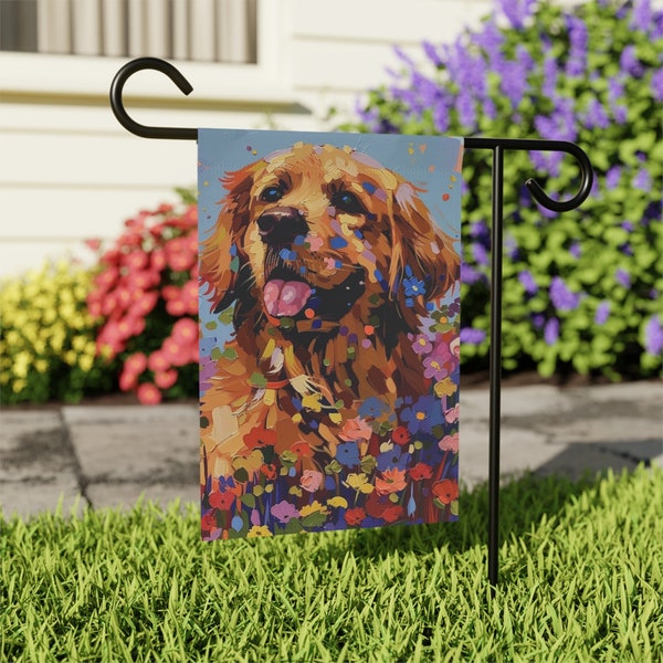 Golden Retriever Art, Yard Flag, Dog Lover Gifts, Yard Sign, Dog Garden Decor, Garden Flag, Dog Gift, Dog Garden Statues, Dog Memorial Gift