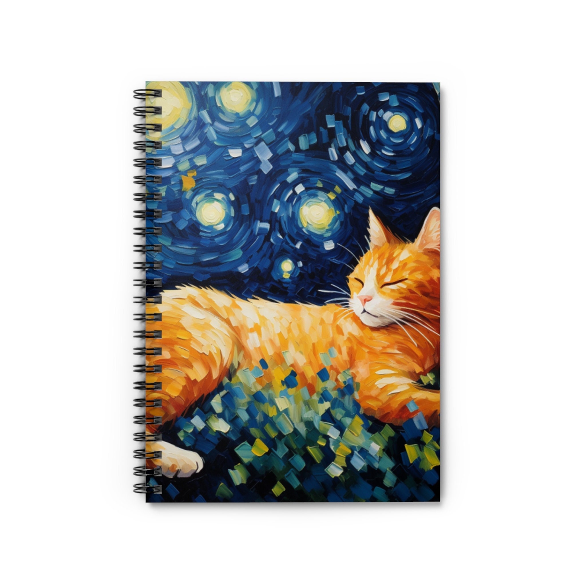Cute Cat Spiral Notebook, Dotted Paper 