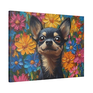 Tan Chihuahua Portrait Canvas | Dog Lover Wall Art | Pet Decor for Chihuahua Owners