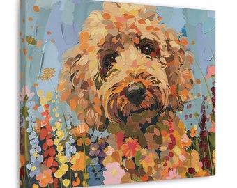 Dog Canvas Print, Golden Doodle Gift, Wall Art, Bathroom Picture, Bathroom Art, Gift for Dog Lovers, Dog Art, Dog Mom Gifts.