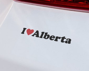 Calcomanía de vinilo "I Love Alberta", calcomanía para auto, SUV, camioneta y computadora portátil con el orgullo de Alberta