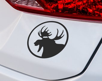 Calcomanía de vinilo de alce en círculo, pegatina minimalista de vida silvestre para ventana de coche, portátil o SUV.