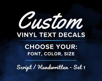Adesivos de vinil personalizados com caligrafia – Texto personalizado, adesivos para carros e laptops