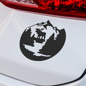 Moose in Forest Decal | VINYL DECAL | Moose Decal | Animal Decal | Forest Decal | Laptop Decal | Car SUV Decal | Custom Vinyl Car Decal