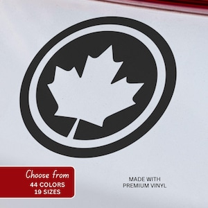 Canadian Maple Leaf Double Circle Design Vinyl Decal, Car or Laptop Sticker