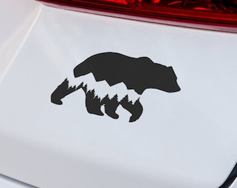 Bear Mountains Vinyl Decal, Wildlife Nature Car Window or Laptop Sticker for Outdoor Lovers