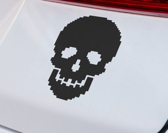 Pixel Skull Vinyldekal, Retro Gaming Skull-klistermärke, Bilfönster Laptop Lastbil SUV