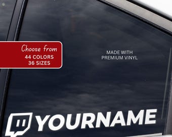 Adesivo de vinil personalizado com nome de usuário do Twitch - Adesivo para carro, laptop, janela