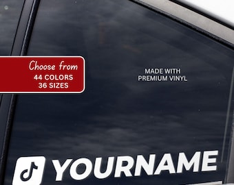 Adesivo de vinil personalizado com nome de usuário do TikTok - Adesivo para carro, laptop, janela.