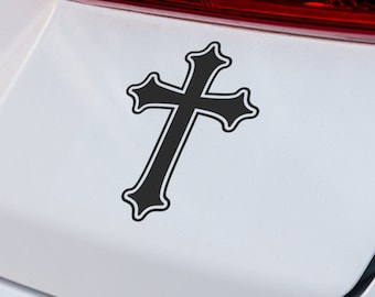 Calcomanía de cruz cristiana / Calcomanía de vinilo premium / Adhesivo para ventana de auto y portátil / Fabricado en Canadá