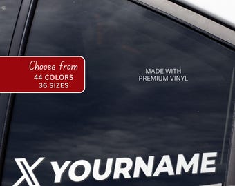 Adesivo de vinil personalizado com o nome de usuário X (Twitter) - Adesivo para carro, laptop, janela.