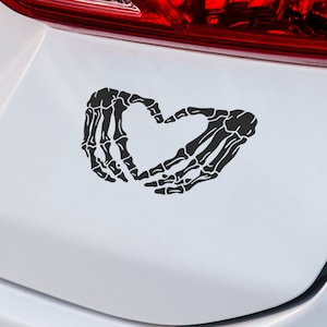 Skelett Herz Hände Aufkleber | Premium Vinyl Aufkleber | Autofenster & Laptop Aufkleber | Hergestellt in Kanada