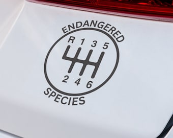 Adesivo divertente per auto o laptop con cambio manuale a 6 marce, specie in via di estinzione