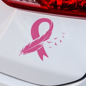 Breast Cancer (Feather to Birds) Decal | Breast Cancer Awareness Ribbon | Vinyl Decal | SUV Decal | Laptop Decal | Custom Vinyl Car Decal