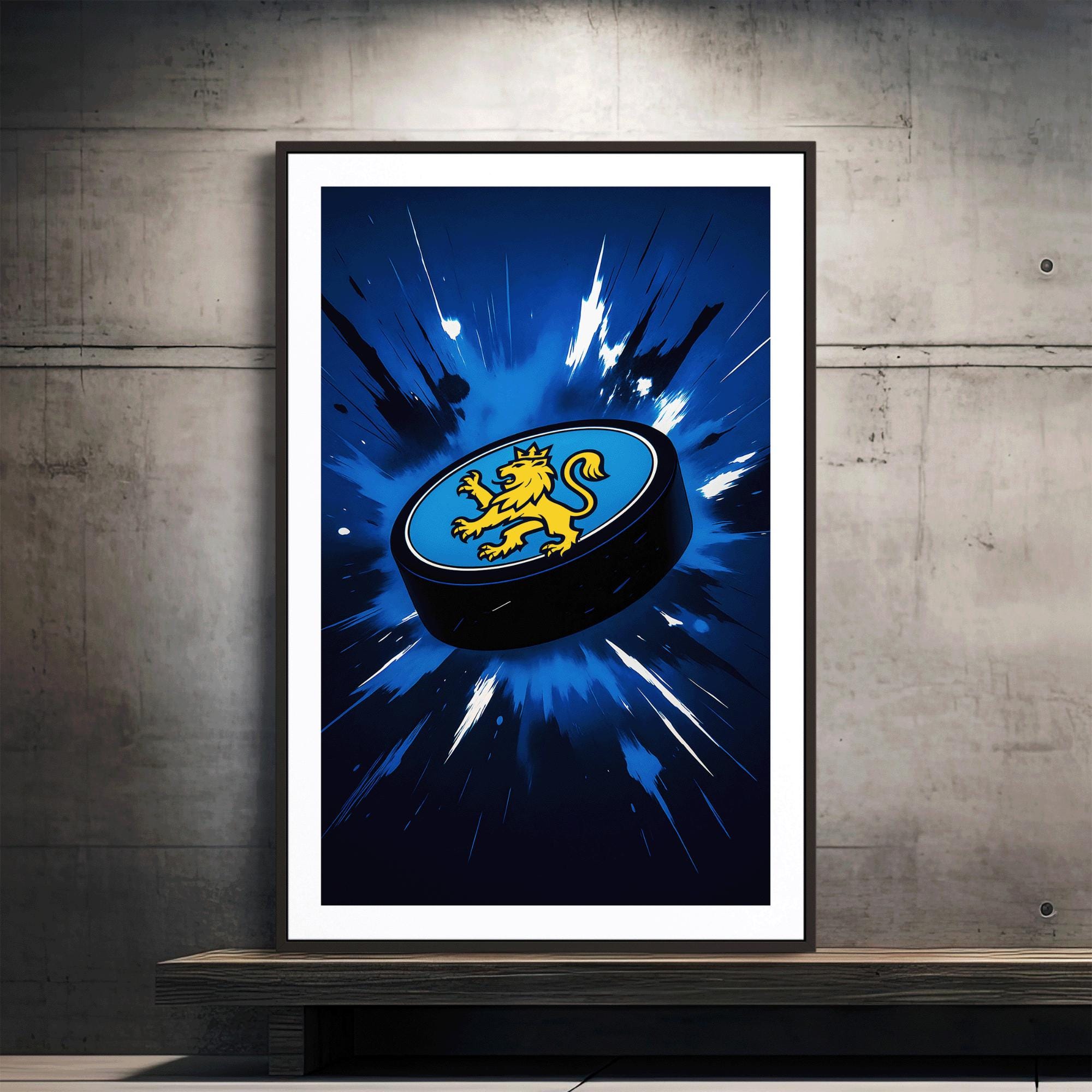 Discover Team Finland Hockey Poster (Unframed), Finland Icon Puck Art Print, Finnish Sports Wall Decor