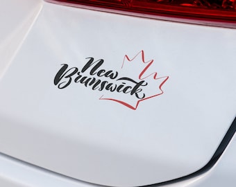 Adesivo de vinil com o nome da província de New Brunswick e folha de bordo, para carros, SUVs e caminhões.