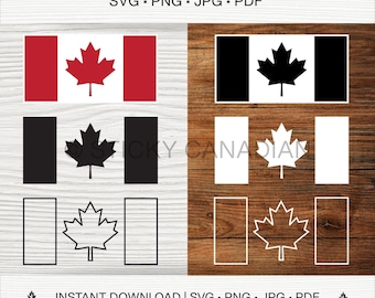 Bandeira do Canadá em SVG, Arquivos de Corte da Bandeira Canadense, Clipart de Folha de Bordo, Canadá em SVG, Arquivo de Corte para Cricut e Silhouette, PNG, JPEG, PDF, Download Digital
