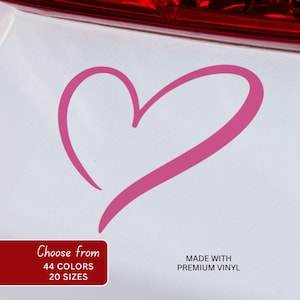 オープンスクリプトハートビニールデカール、ミニマルラブステッカー、車、SUV、トラック、ラップトップ