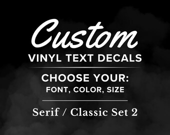 Adesivos de vinil personalizados - Texto serifado, adesivos personalizados