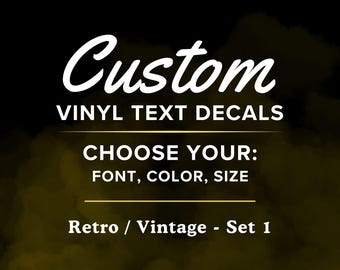 Adesivos de vinil retrô personalizados – Texto personalizado para carro, laptop e janela.