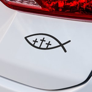 Jesus Fish (3Crosses) Decal | Premium Vinyl Decal | Car Window & Laptop Sticker | Canadian-Made