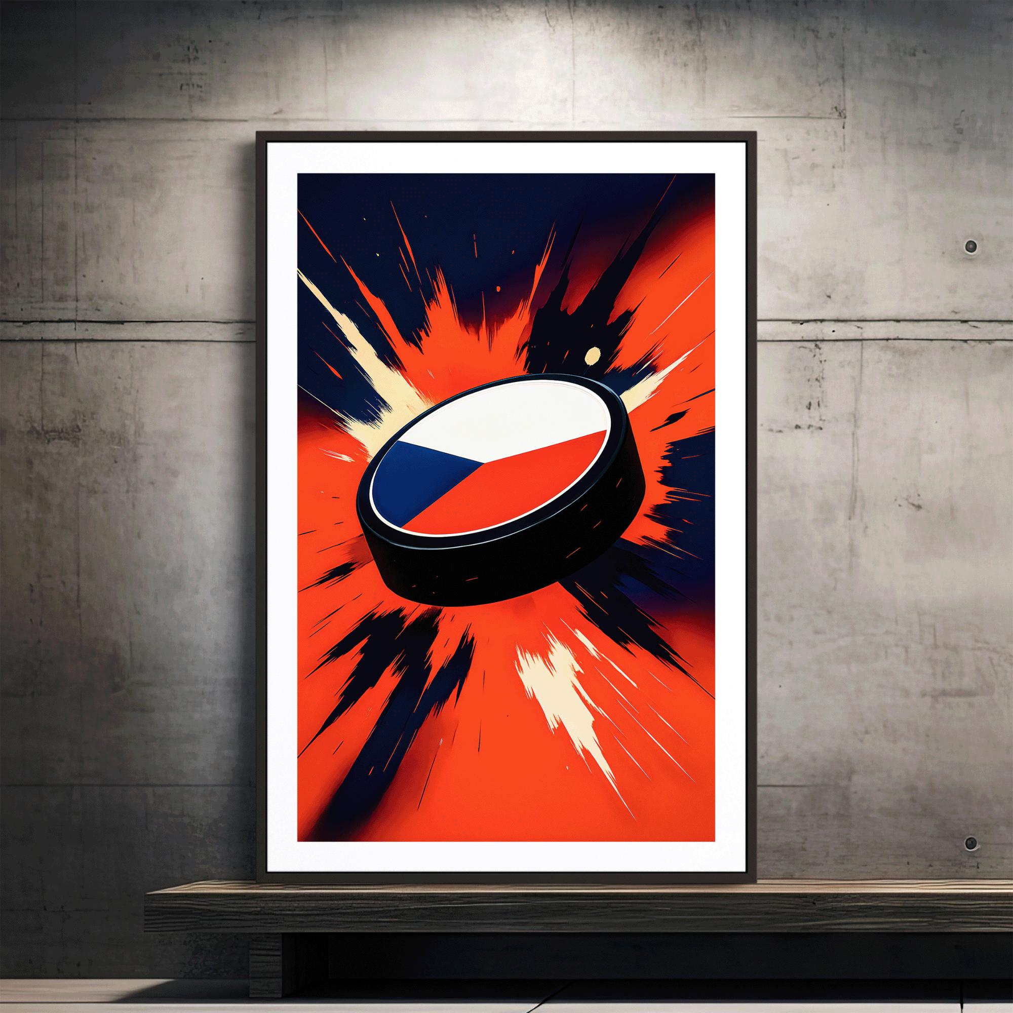 Discover Team Czechia Hockey Poster (Unframed), Puck Art Print, Czech Sports Wall Decor