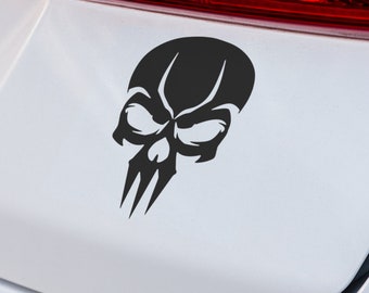 Vinyldekal med ond dödskalle, edgy gotiska dödskalleklistermärke, bil lastbil SUV laptop