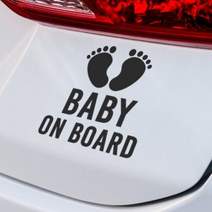 Naklejka Baby on Board (małe stopy) | NAKLEJKA WINYLOWA | Naklejka Baby on Board | Dziecko | Naklejka na laptopa | Naklejka na samochód ciężarowy SUV | Niestandardowa naklejka winylowa na samochód