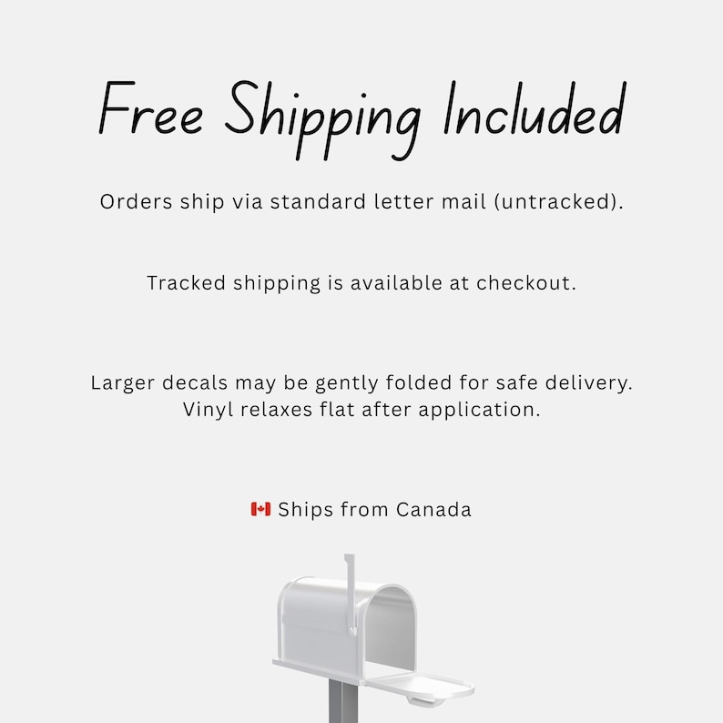 May include: White mailbox with the text "Free Shipping Included". The image also includes text about shipping details and the origin of the shipment. The mailbox is open, and the background is a light gray.