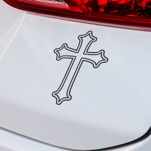 Christian Cross Outline Decal | Premium Vinyl Decal | Car Window & Laptop Sticker | Canadian-Made
