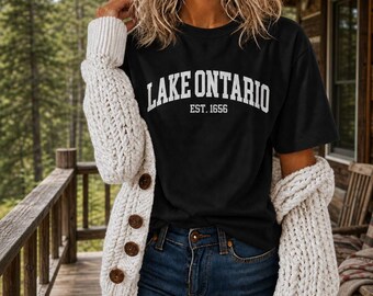 Lake Ontario Comfort Colors T-Shirt, Collegiate Great Lakes Tee, Ontario Canada Shirt, Quiet Activism Canadian Gift, Vintage Style, tshirts