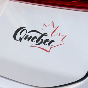 Quebec (Script & Maple Leaf) Decal | VINYL Decal | Quebec Decals | Canada Decal | Laptop Decal | SUV Decal | Custom Vinyl Car Decal | QC