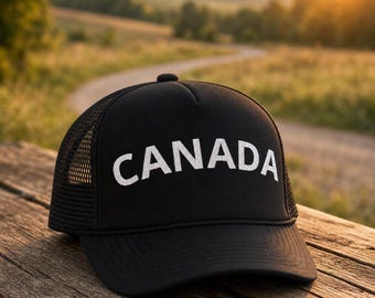 Canada Trucker Hat, Canadian Hat, Canada Cap, Mesh Snapback, Canadian Pride Hat, Unisex Outdoor Cap, Canada Gift, Summer Hat, Red Black Navy