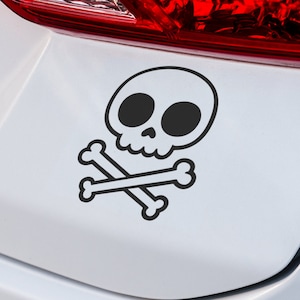 Cartoon Skull and Cross Bones Decal | VINYL DECAL | Skull Decal | Car Decal | Laptop Decal | Truck Decal SUV Decal | Custom Car Vinyl Decal