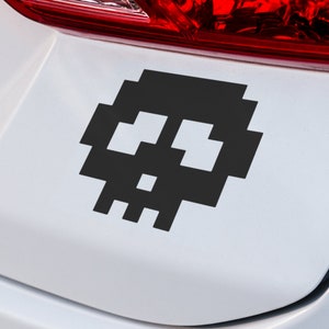 Pixel Skull Retro Game Style Decal | Premium Vinyl Decal | Car Window & Laptop Sticker | Canadian-Made