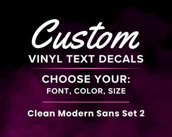 Adesivos de vinil personalizados - Fonte Sans Moderna, Texto Personalizado