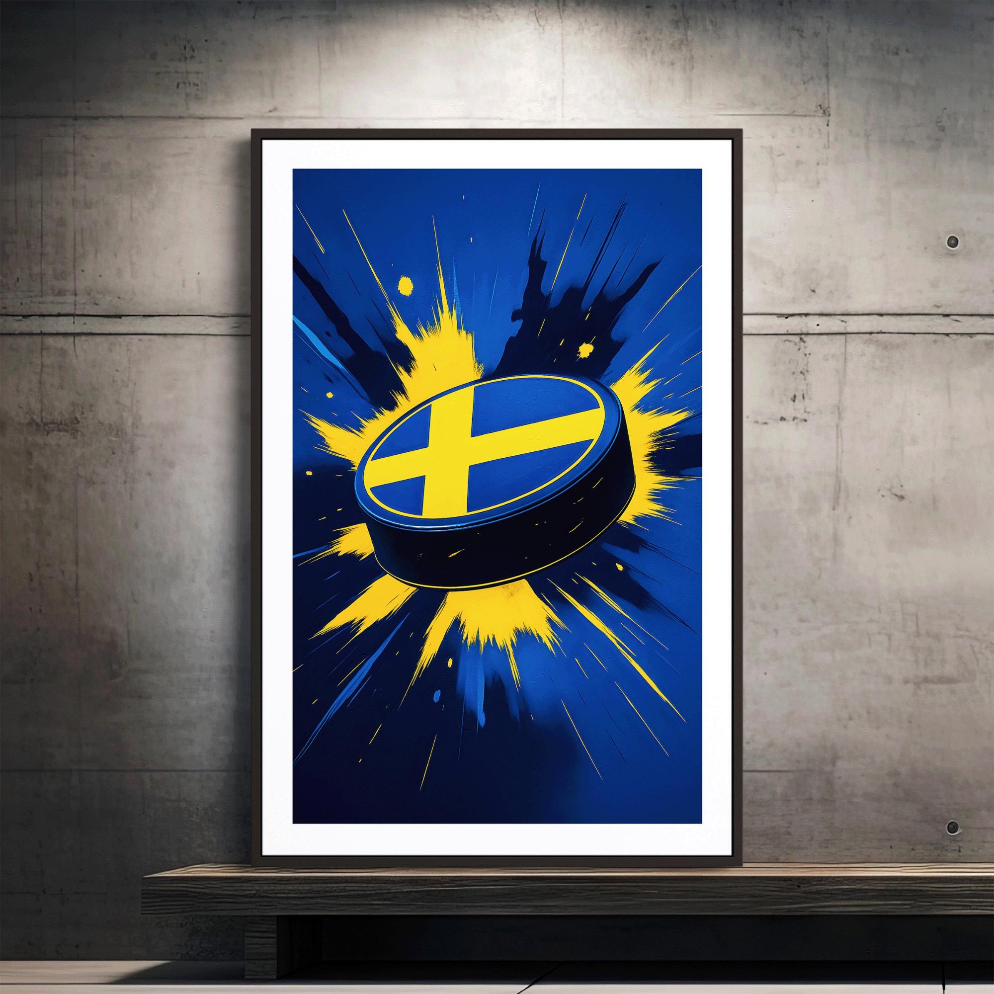 Discover Team Sweden Hockey Poster (Unframed), Puck Art Print, Swedish Sports Wall Decor