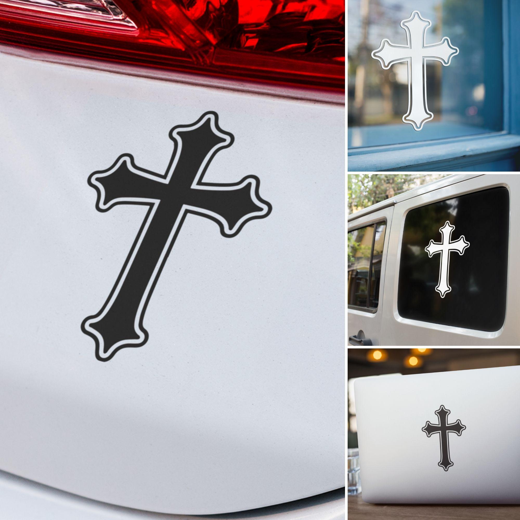 Christian Cross Vinyl Sticker Decal, Faith Symbol, Weatherproof Outdoor ...