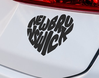 Adesivo de vinil em formato de coração de New Brunswick, símbolo do orgulho da província canadense, para carros, SUVs, caminhões e laptops.