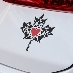 Ahornblatt (voller Herzen) Aufkleber | VINYL-AUFKLEBER | Auto-Aufkleber | Ahornblatt Aufkleber | Laptop Aufkleber | LKW Aufkleber | Personalisierter Auto-Aufkleber