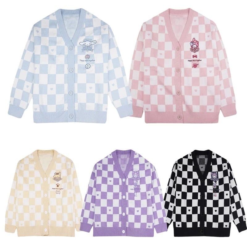 Kawaii Checkered Cardigan