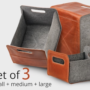 Leather foldable storage bin with handles, decorative baskets for home organization